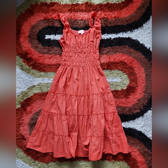 Lisa Says Gah Agatha Tomato Red midi dress size M - Picture 3 of 5